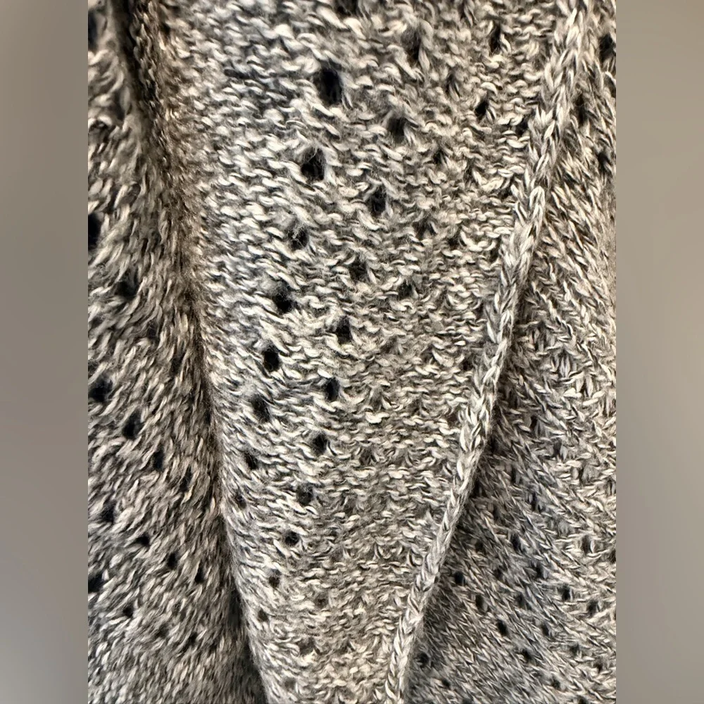 Debbie Morgan Gray Open Knit Cardigan Waterfall Draped Sweater | M - Picture 2 of 8
